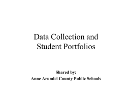 Data Collection and Portfolios AACPS - CTE