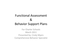 Functional Assessment & Behavior Support Plans
