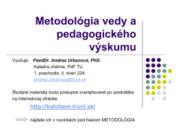 Úvod do metodológie pedagogického výskumu