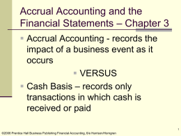 Accrual Accounting and the Financial Statements