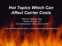Hot Topics Which Can Affect Carrier Cost