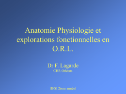 Anatomie Physiologie et explorations fonctionnelles en O.R.L.