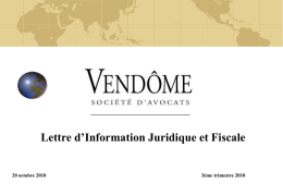 Lettre d`information Vendôme 3ème trimestre 2010 du 20/10/2010