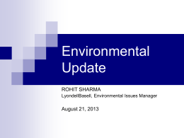 ENVIRONMENTAL ISSUES UPDATE