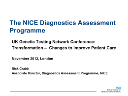 NICE - Work of the Diagnostics Assessent Programme