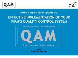 Effective implementation of your firm`s quality control system