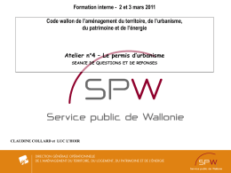 Le permis d`urbanisme - Service public de Wallonie