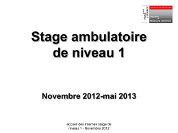 Stage ambulatoire de niveau 1 Novembre 2012