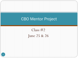 CBO Mentor Project - Kern County Superintendent of Schools