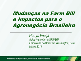 Apresentação CNA Farm Bill 2014 e Impactos para o Brasil