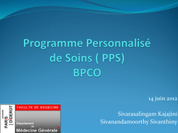 Programme Personalisé de Soins ( PPS) BPCO