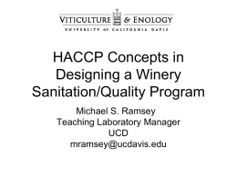 HACCP and Critical Control Points in Designing A Sanitation/Quality