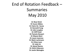 End of Rotation Feedback – Summary June 2008