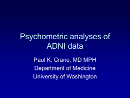 Psychometric analysis of ADNI data