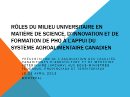 Fichier Powerpoint - Canadian Faculties of Agriculture and
