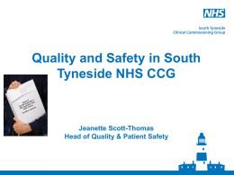 Quality and safety - South Tyneside Clinical Commissioning Group