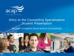 Entry to Counselling Specialisation Information PowerPoint