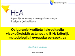 Osiguranje kvaliteta i akreditacija visokoškolskih ustanova u BiH