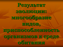 Результат эволюции: многообразие видов, приспособленность