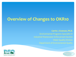 Overview of Changes to OKR10 - the Oklahoma Department of