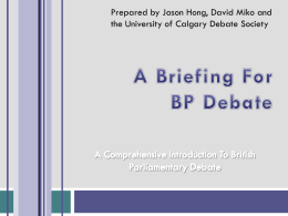 BP Briefing - Judges as used at High School U of C