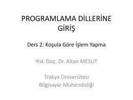 Ders 2 - Altan MESUT - Trakya Üniversitesi