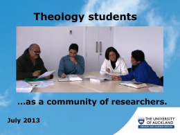 Theology students - ResearchSpace@Auckland