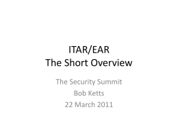 ITAR/EAR The Short Overview