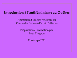Introduction à l`antiféminisme au Québec