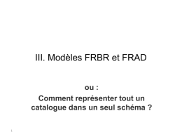 FRBR et FRAD - Groupe technique sur l`adoption de RDA en France