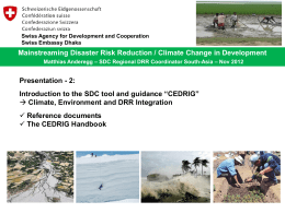CEDRIG tools - SDC Disaster Risk Reduction Network