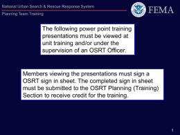 PowerPoint Presentation - Planning Team Training