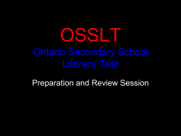 OSSLT Ontario Secondary School Literacy Test