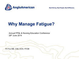 Dr Frank Fox - Why manage fatigue