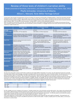 Review of three tests of children`s narrative ability Phyllis Schneider