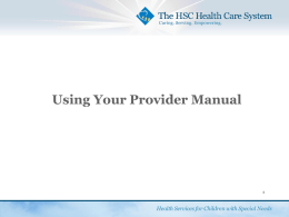 Using Your Provider Manual