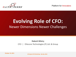 Evolving Role of CFO: Newer Dimensions Newer