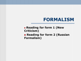 Russian Formalism - Erciyes University