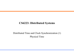Distributed Time Synchronization I