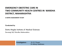 Emergency Obstetric Care In Two Community Health Centres in