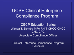 UCSF Clinical Enterprise Compliance Program