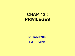 CHAP. 12 : PRIVILEGES