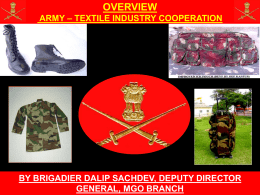 Army - Textile Industry Cooperation by Dalip Sachdev.