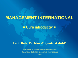 MANAGEMENT INTERNATIONAL = Curs introductiv