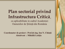 Plan sectorial privind Infrastructura Critică