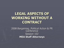 LEGAL ASPECTS OF WORKING WITHOUT A CONTRACT