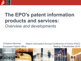EPO`s patent information policy (1988)