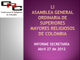 Presentación Power Point - Conferencia de Religiosos de Colombia