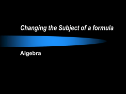 Changing the Subject of a formula