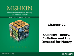 Chapter 22 Quantity Theory, Inflation and the Demand for Money